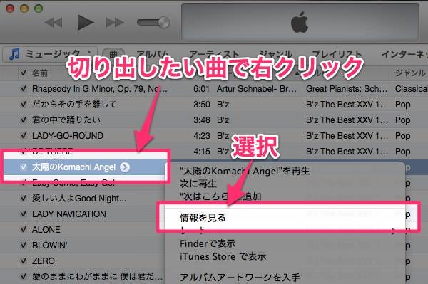 ITunesの曲を好きな部分で切り出す方法 １