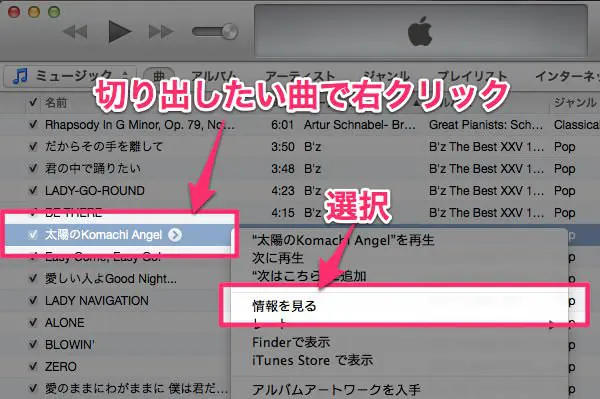 ITunesの曲を好きな部分で切り出す方法 １