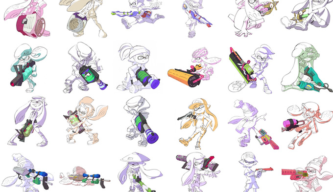 スプラトゥーンの超イカす線画イラスト画像が武器の数だけlineで手に